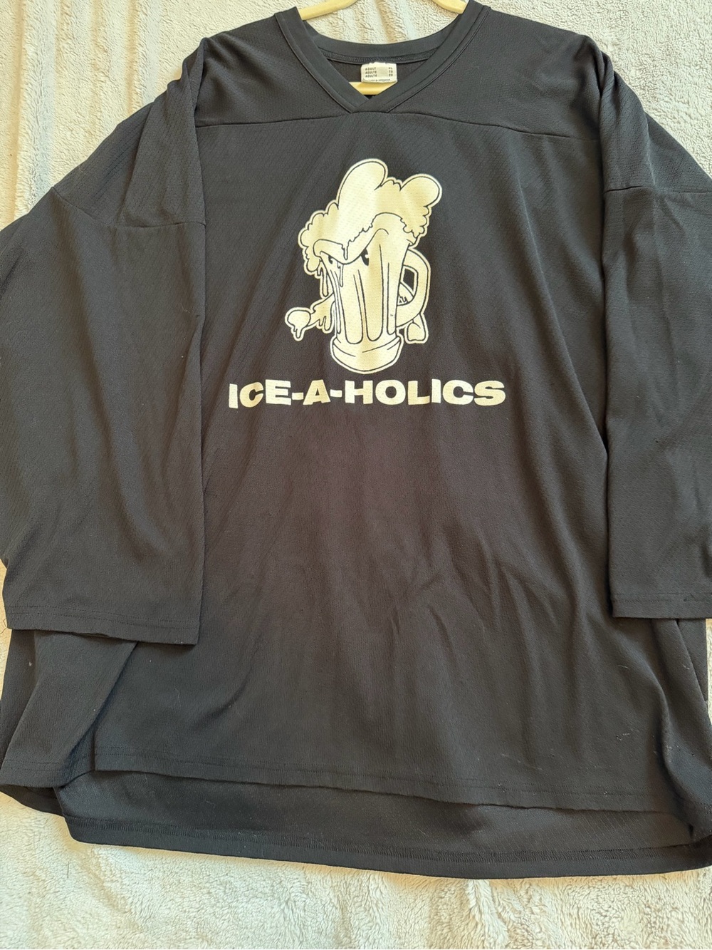CCM Ice-A-Holics Hockey Jersey XL Black Beer League‎ Mesh #25 Adult Pullover